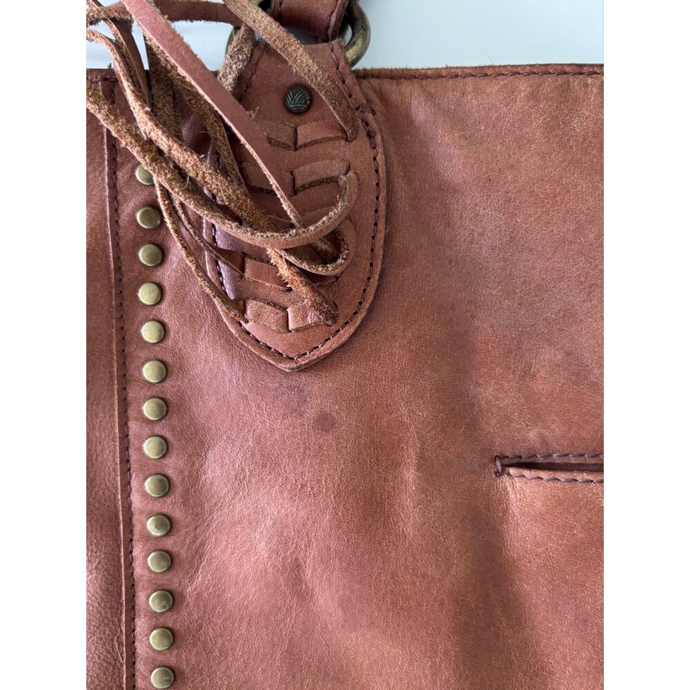 The Sak Cognac Leather Tote Bag Studded Fringe Large Boho Shoulder Bag  Festival - Picture 5 of 13